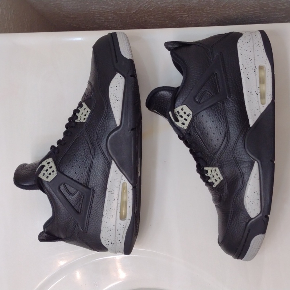 Air Jordan 4 Retro Black Oreo Tech Grey LS Mens Sneakers 314254-003 Size 12 - Picture 3 of 14